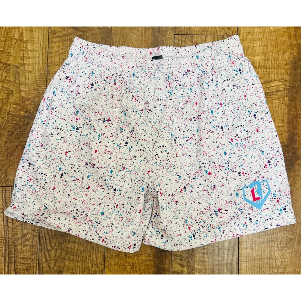 BL 101 Apparel Kids White Splatter Paint Mesh Athletic Shorts YXL Sporty Gym‎
